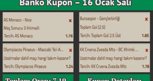 Hazır Kuponlar 16 Ocak 2018 Salı