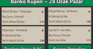 Hazır Kuponlar 28 Ocak 2018 Pazar